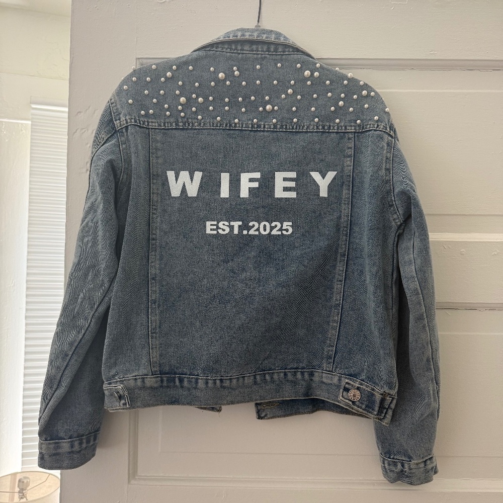 Bridal Jean Jacket with Pearls